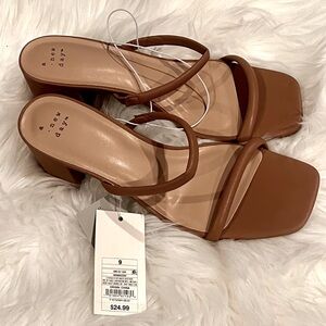 a new day slip on double strap open toe heel. Size 9. New with tags.